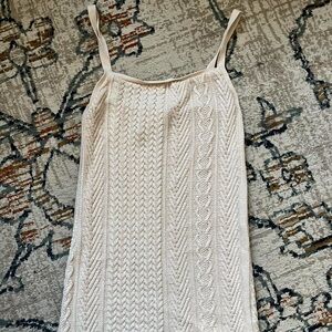 Cream knit mini tank dress